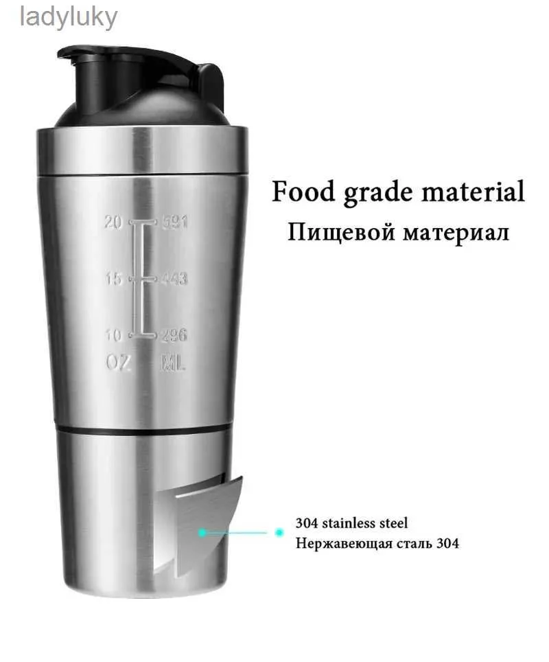 Water Bottles Cages New Stainless Steel Cup Vacuum Mixer Outdoor Drink Kettle Detachable Double Layer Whey Protein Powder Sports Shaker Water BottleL240124