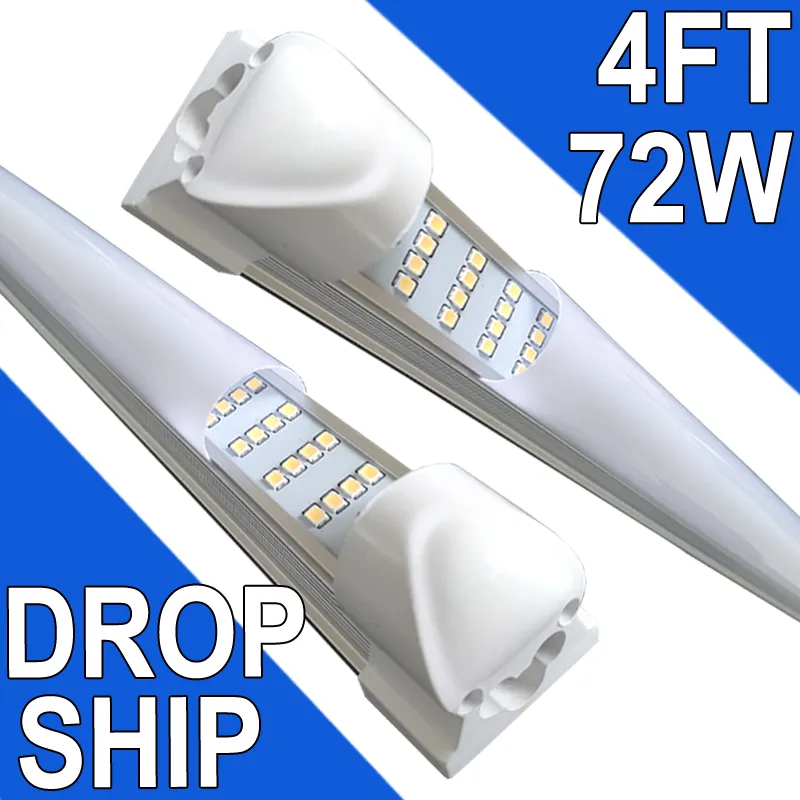 Tubes LED à couverture laiteuse de 4 pieds, lampe de magasin à LED NO-RF RM de 240 cm, tubes intégrés de 4 pieds, ampoules blanches pures pour salon de coiffure, hôpitaux, lumières de grarage LED de 4 pieds usastock