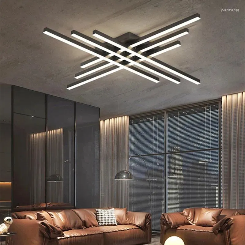 Lustres Ligne minimaliste moderne plafonnier pour salon lustre cuisine chambre LED bande lumières lustre luminaires