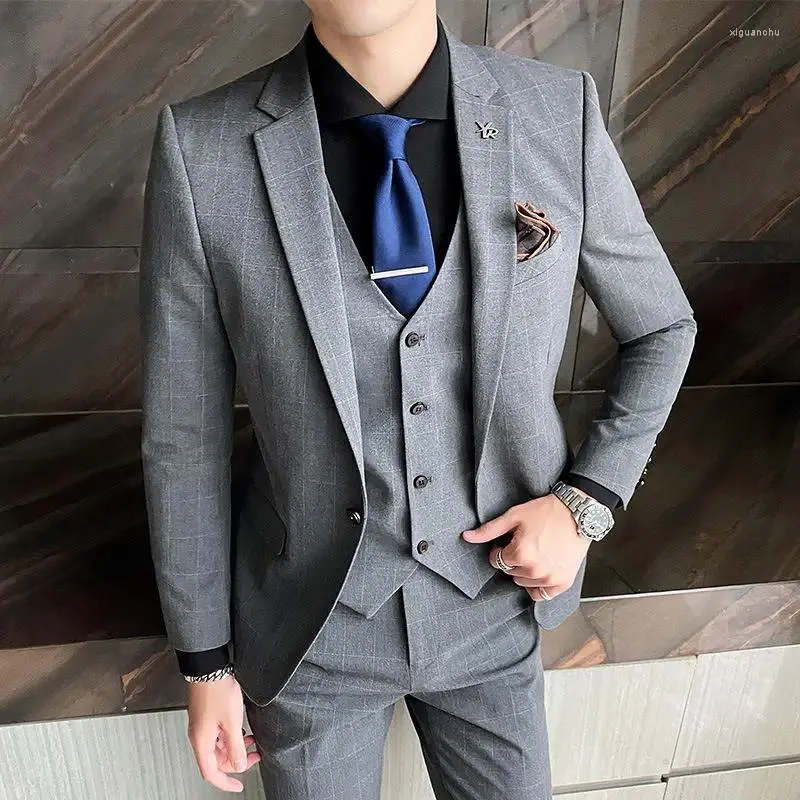 Abiti da uomo Boutique S-5XL (pantaloni blazer) Stile italiano Elegante moda Business Casual Gentleman Abito slim fit in 3 pezzi