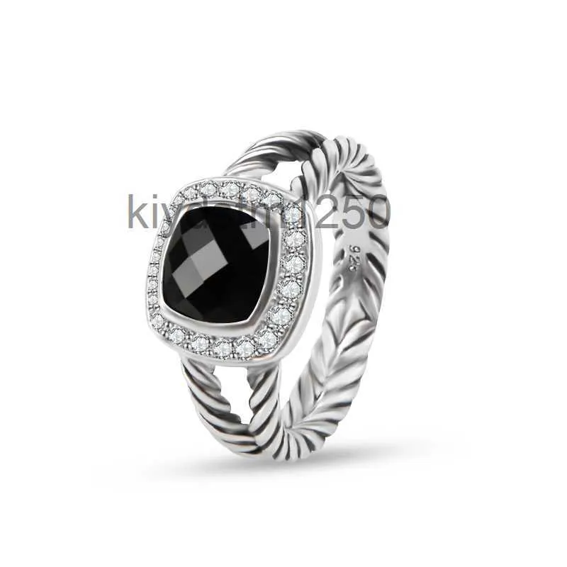 Band Rings Twisted Wire Prismatic Black Women's Fashion Silver Plated Micro Diamonds Trendy Versatile Styles Engagement 2024 Designer Ring for Women TOED