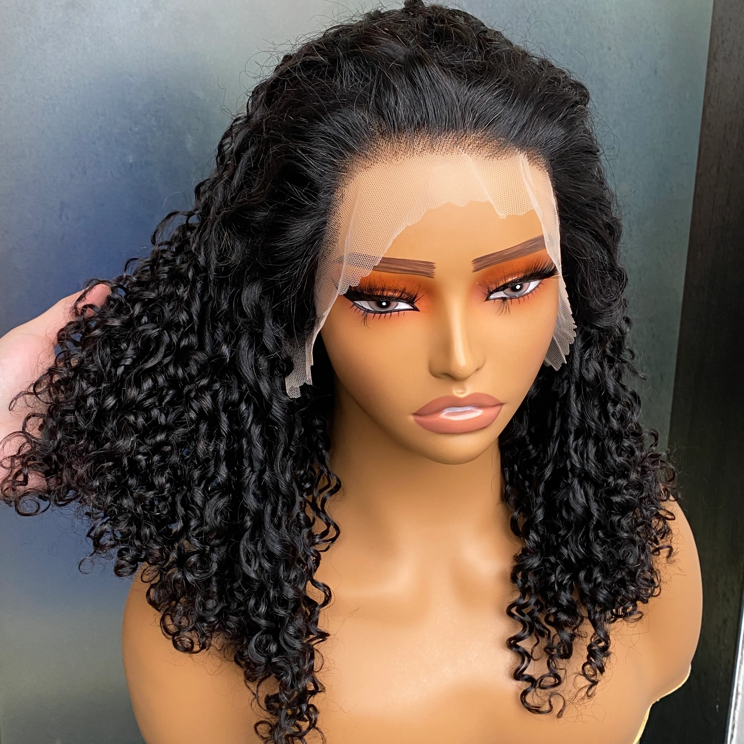 14 Fumi Curly Wig: Brazilian Remy Human Hair, Natural Black 