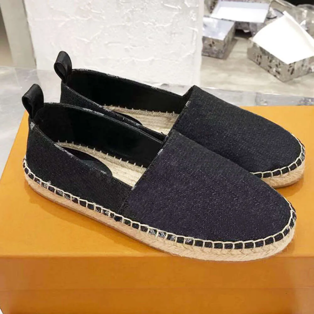 Ny platt casual skor designer sneaker kvinnor espadrilles skor canvas espadrille sandal denim med ruta 513