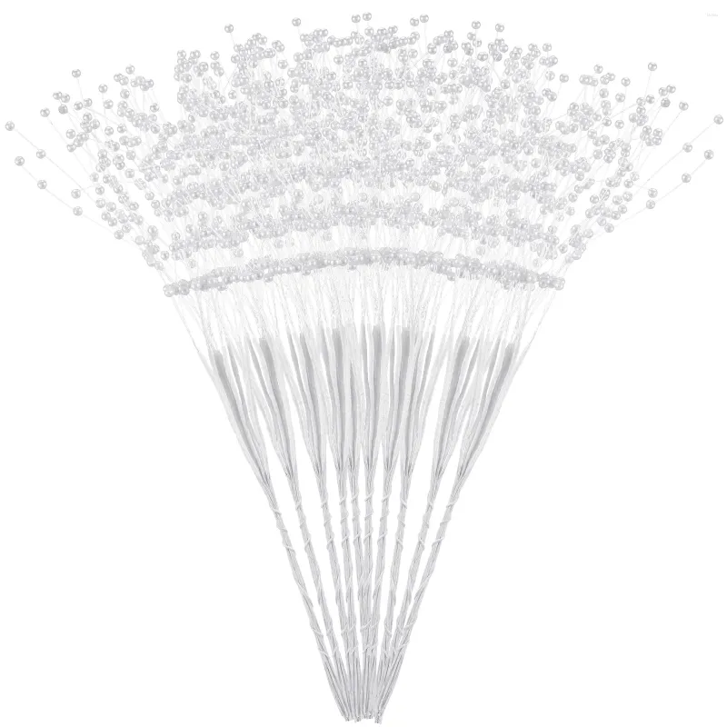 Dekorativa blommor 100 st Abs Pearl Sticks Bridal Wedding Bouquet Party Supplies Decoration (White)