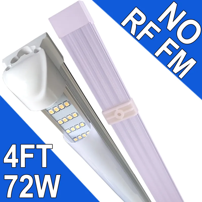 Lampada da negozio a LED da 4 piedi, 4 file 72W 72000LM 6500K, 4 piedi, tubo LED integrato T8 da 48'', lampadine a LED collegabili per garage, magazzino, copertura lattiginosa (confezione da 25) usastock