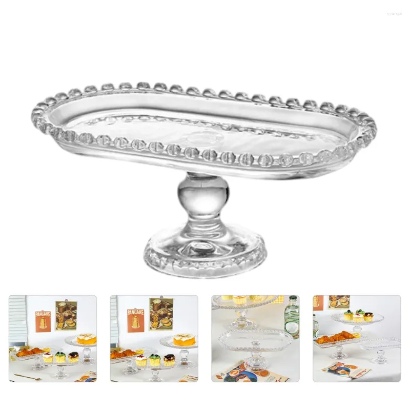 Dijkartikelen Sets Dessert Tray Transparant Fruit Modern Style Crystal Glass Plate Fruit Serveer container Cake Pan