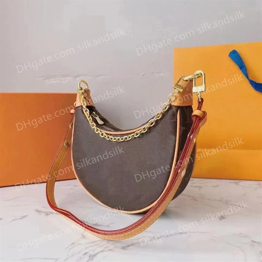 Ontwerper Een schoudertassen Dameshandtas Vintage metalen ketting Onderarmtas Crossbody Tas Half Maan Purse Pink Denim Loop Rou2727