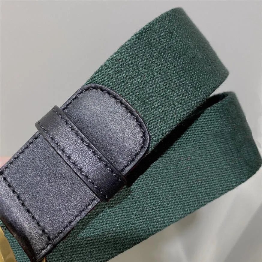 Mode Qualität grün blau Web mit schwarzem Leder Frauen Gürtel mit Box Mode Männer klassische Gold Silber Schnalle Gürtel Männer designe235S