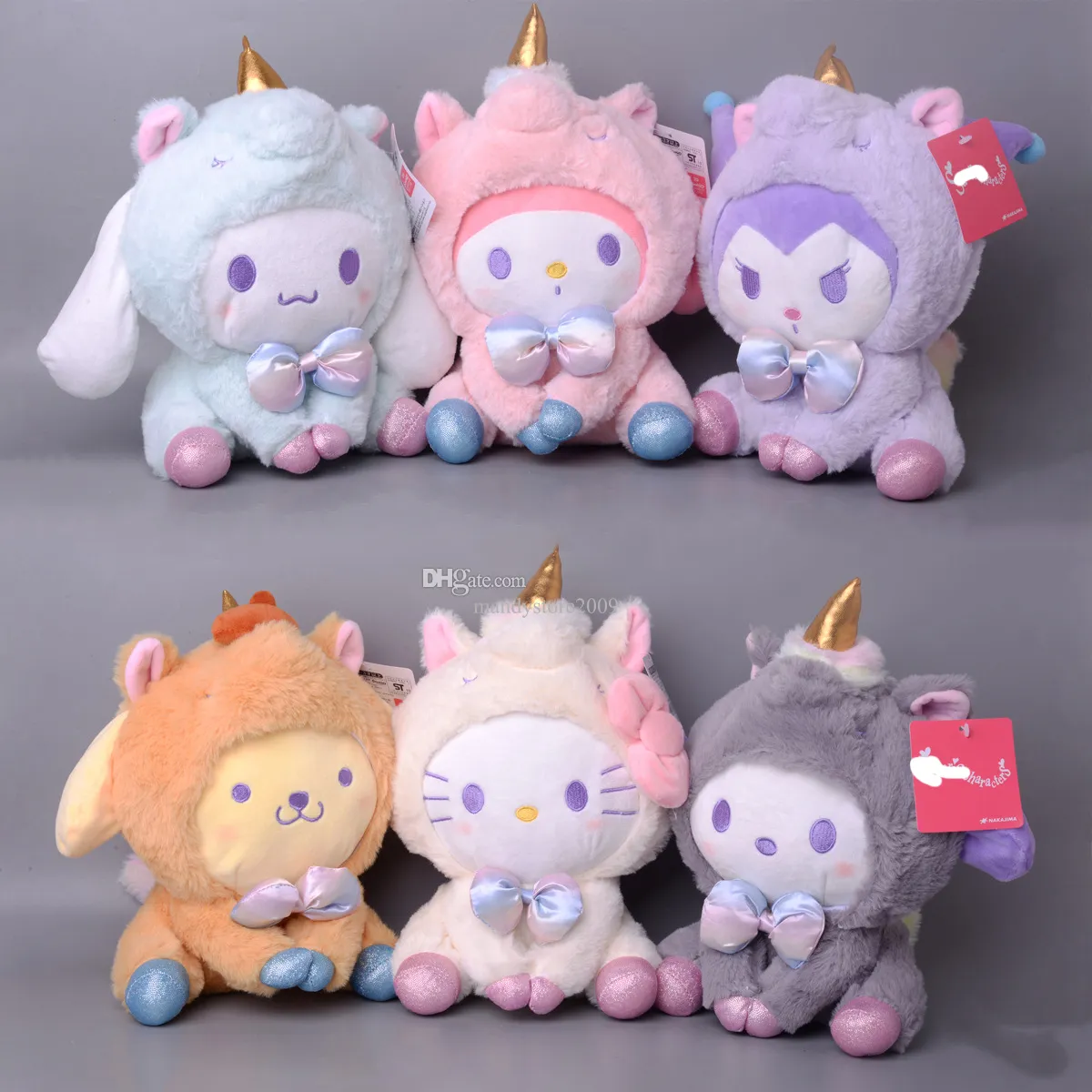 20CM Kawaii Einhorn Typ Kuromi Plüschtier Cartoon Einhörner Cosplay Kitty Melody Welpe Plüschtier Weiches Kinderspielzeug Cartoon Anime Sammlung als Geschenk 6 Stile