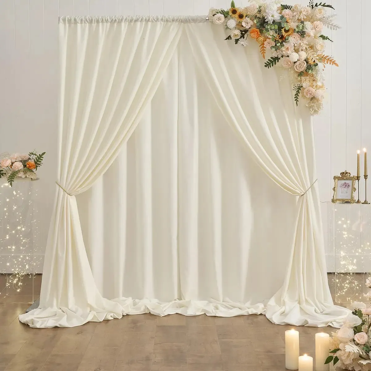 1.6x2 m ivoire en mousseline de soie fond de mariage Tulle fond cristal tissu Transparent pays mariage fête d'anniversaire décoration 240124