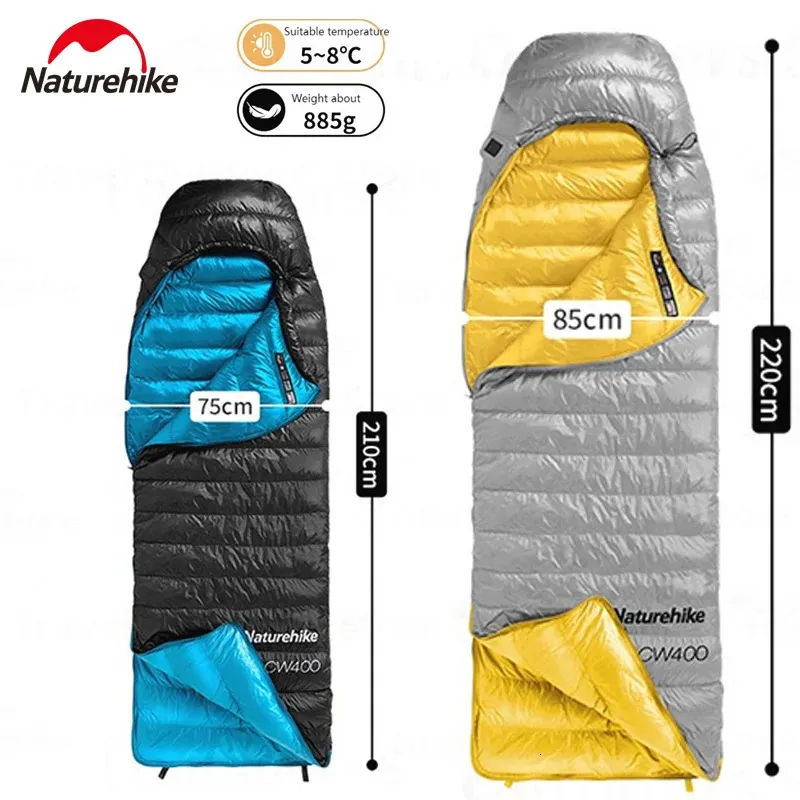 750FP extérieur Camping duvet de canard sac de couchage 0-5C hiver ultraléger chaud 1 personne enveloppe sac de couchage CW400 240119