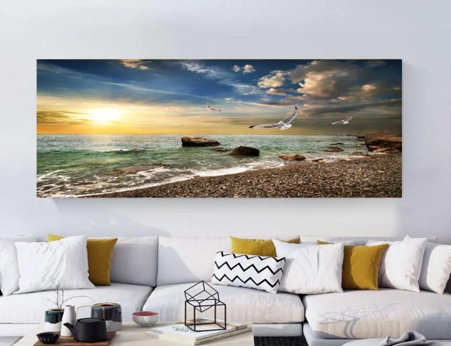 Natürliche Landschaft Poster Himmel Meer Sonnenaufgang Malerei Gedruckt Auf Leinwand Home Decor Wand Kunst Bilder Für Wohnzimmer6574431