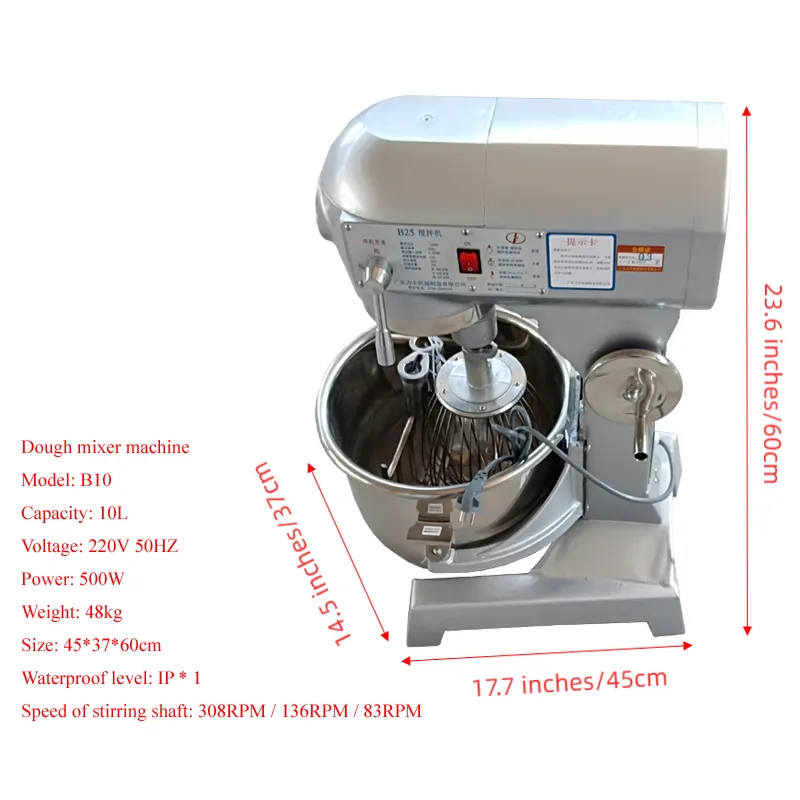 Komercyjny sklep z pieczeniem Kuchnia 10L Planetarna elektryczna mąka spiralna maszyna 10L Food Stand Hook Mixer do piekarni