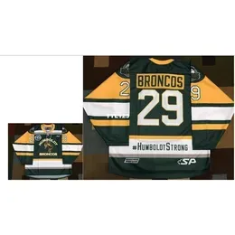 Full Embroidery #29 Humboldt Broncos Green Broncos #humboldtstrong Hockey Jersey Any Name Number