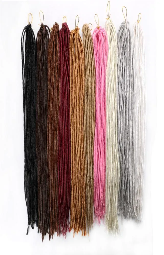 LANS 20 Zoll synthetische Flechthaarverlängerungen Dreadlocks 24 Stränge 100gpc Häkelzöpfe Haar weiß blond schwarz Farbe LS351148496