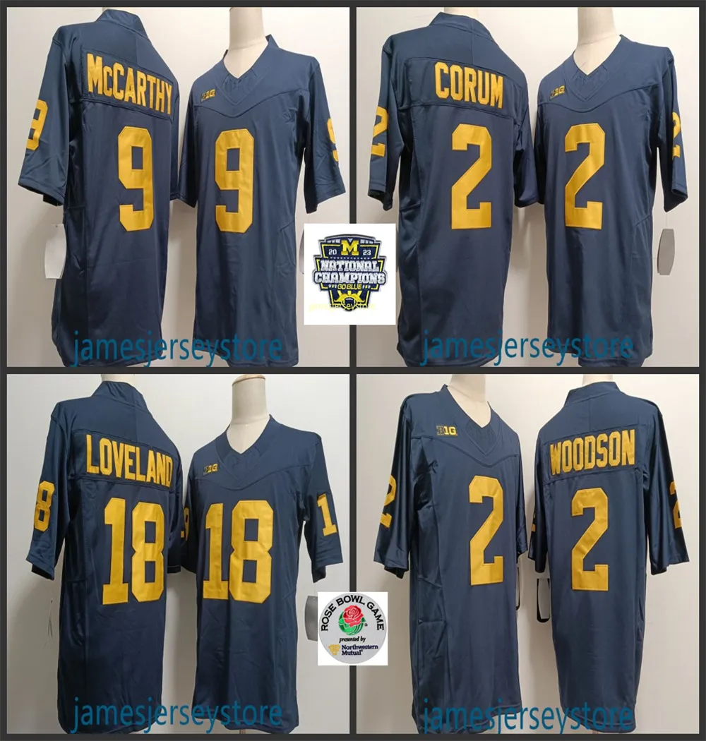 Maillot de football du Michigan Wolverines Colston Loveland Mike Sainristil J.J. McCarthy Charles Woodson hommes femmes jeunes gogo