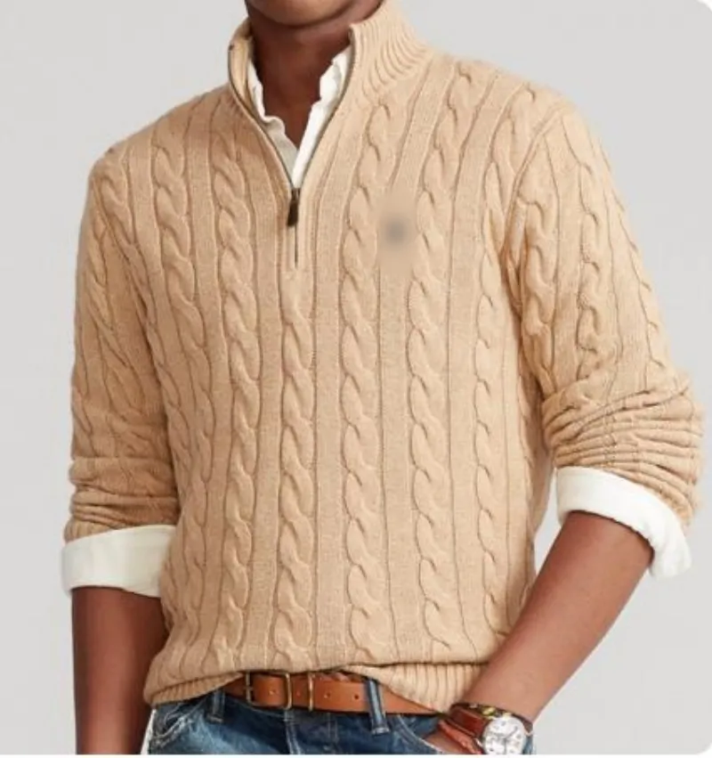 Novo pequeno cavalo bordado homens suéteres pulôver suéter designer malhas casual top outono suéter padrão de malha de lã suéter fino tamanho asiático
