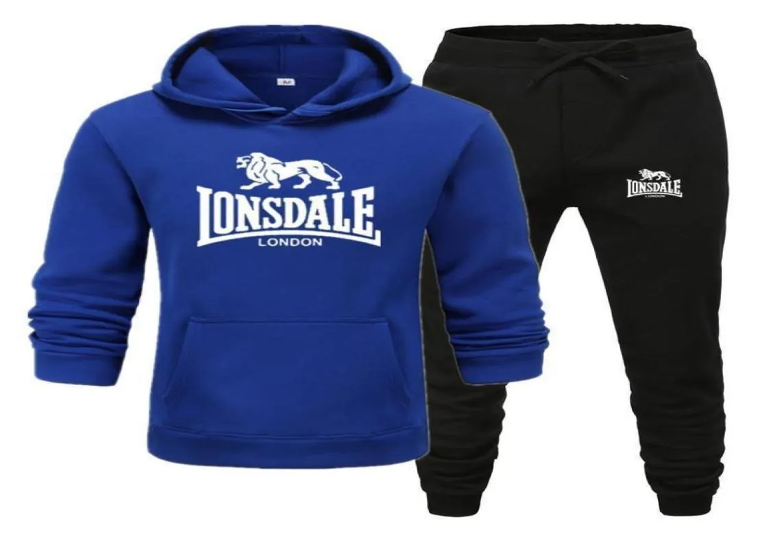 Fashion Lonsdale Print Men Hoodies 정장 브랜드 트랙 슈트 남자 힙합 스웨트 셔츠 스웨트 팬트 가을 겨울 양털 후드 풀 오버 x5710919