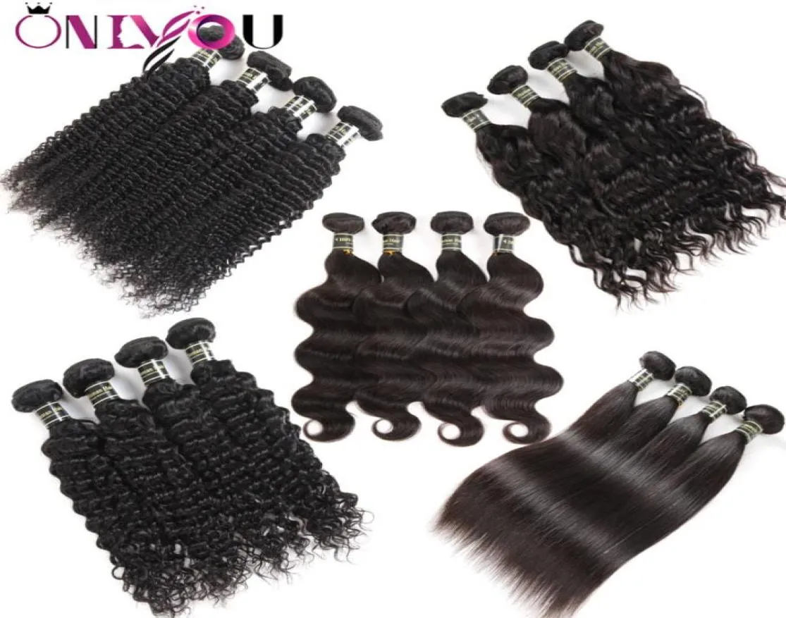 Brazilian Virgin Hair Body Wave Straight Deep Water Wave Kinkly Curly Human Hair Extensions 10a Grade Weft Weave 3 4 Bundles Natur6672156