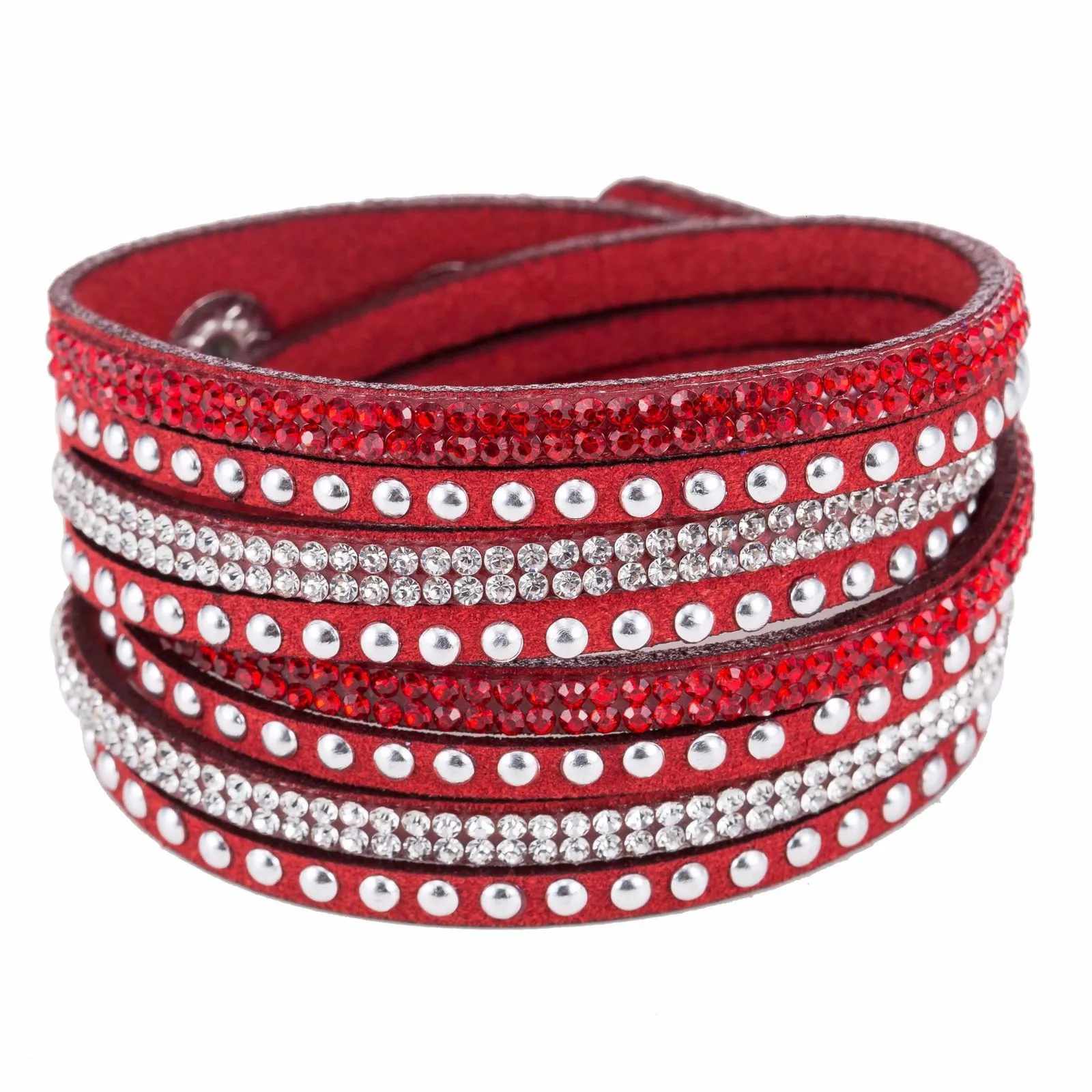 Miasol Double Wrap Velvet Leather Fabric Bangles With Full