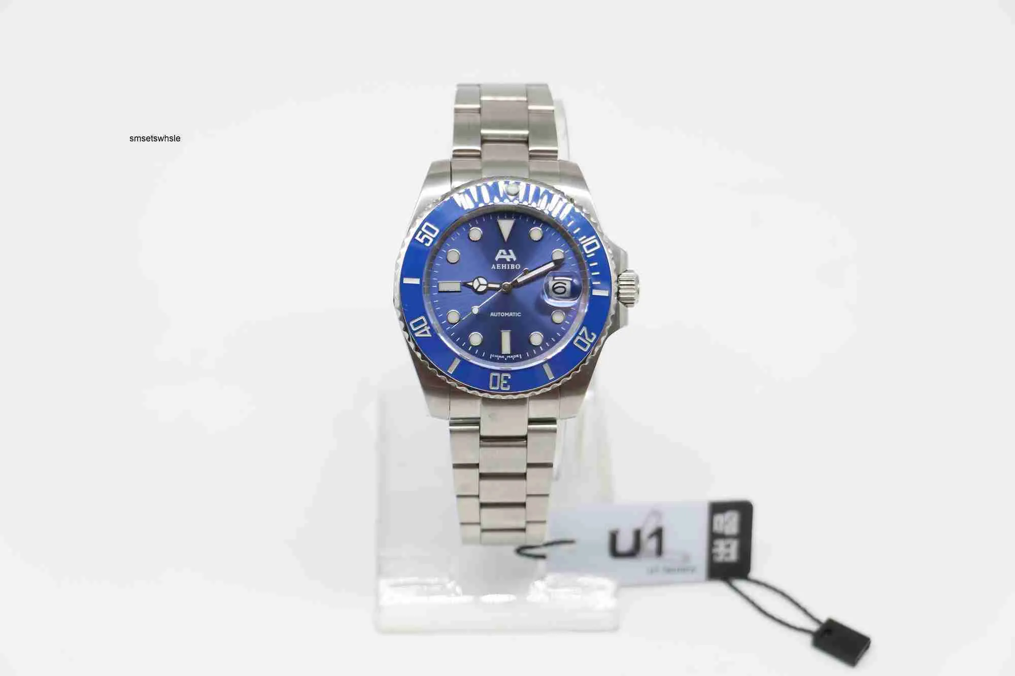 Reloj de lujo 126610 Caja de acero inoxidable blanco plateado Correa ajustable de cerámica Agujas azules Calendario Zafiro