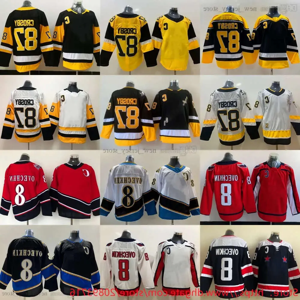 Homem Hóquei no Gelo Inverno Clássico 87 Sidney Crosby Jersey Stadium Series 8 Alex Ovechkin Jerseys Blank Stitch Equipe Preto Amarelo Vermelho Branco Retro Hig