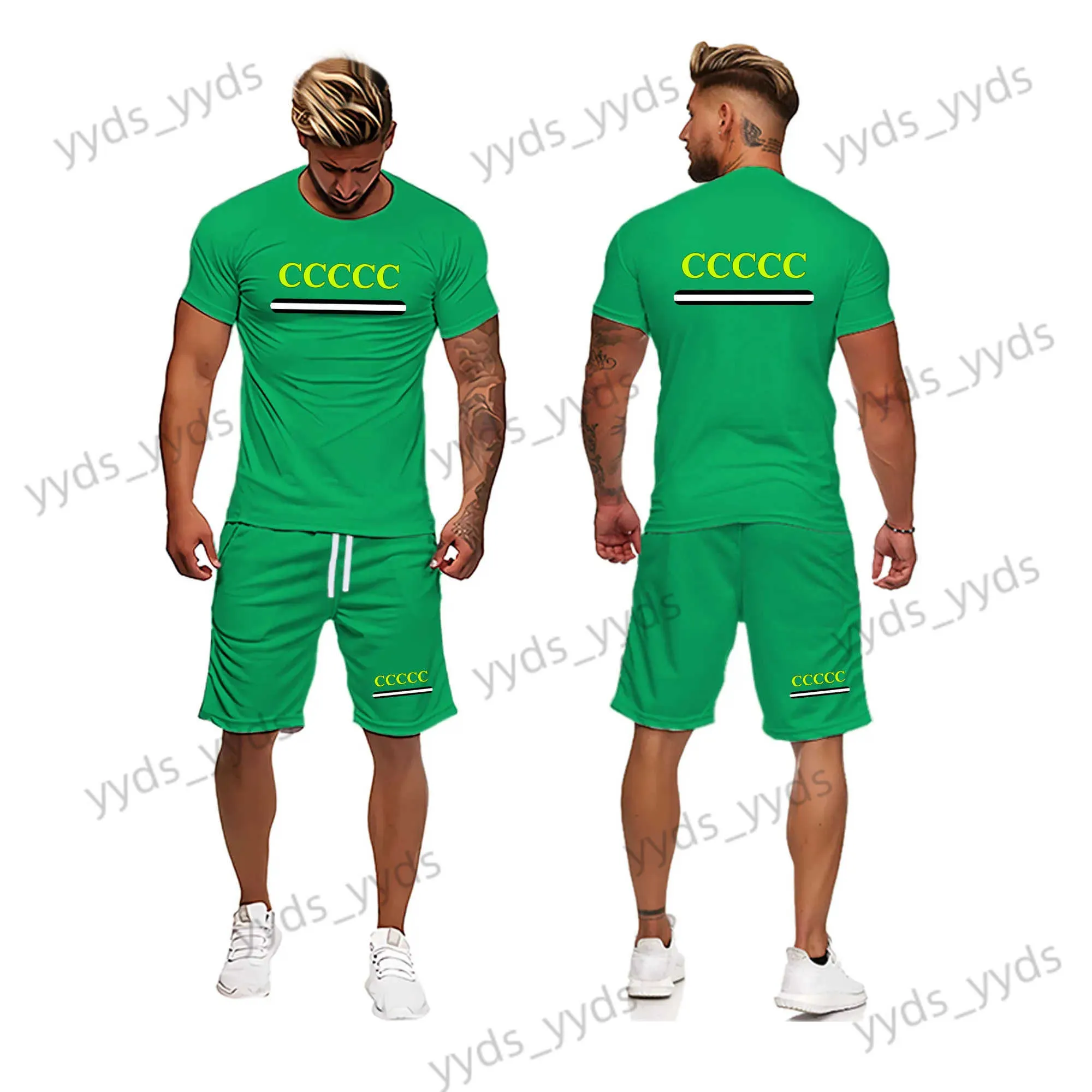 Tute da uomo 2022 Nuovi abiti casual da uomo Abito estivo T-shirt a maniche corte da uomo stampata in 3D T-shirt taglie forti Pantaloncini da spiaggia Pantaloni T240124