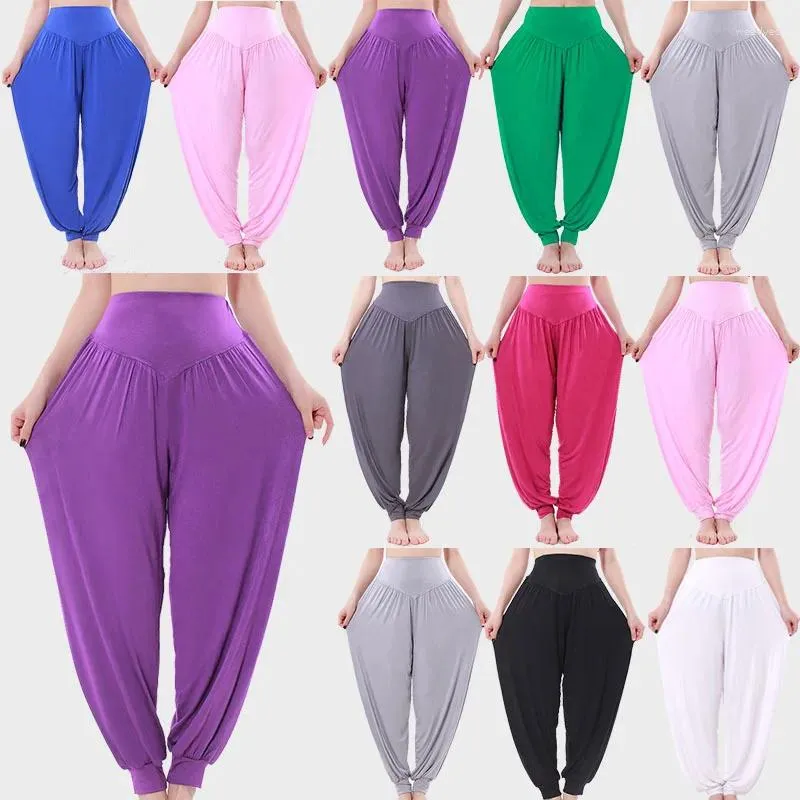 Calças femininas mulheres tamanho grande casual modal harem senhora dança prática yoga terno calças compridas bloomers dancewear