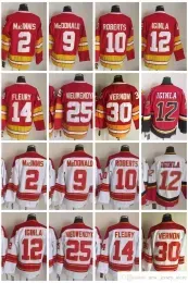 Calgary``Flames``Hockey Jersey Embroidery 9 Lanny McDonald 10 Gary Roberts 12 Jarome Iginla 14 Theoren Fleury 25 30 Mike