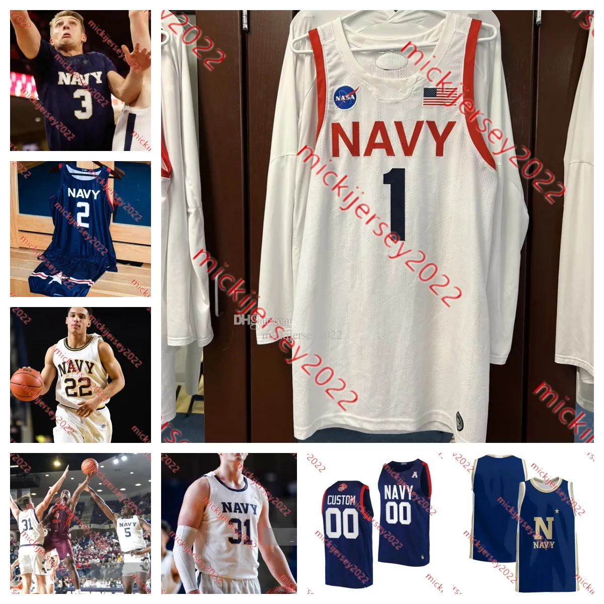 Navy Midshipmen koszulka koszykówki Lysander Rehnstrom Kam Summers Mac Macdonald Amir Whitlock Myles Evans Mitch Fischer Niestandardowe szwy męskie marynarka wojenna