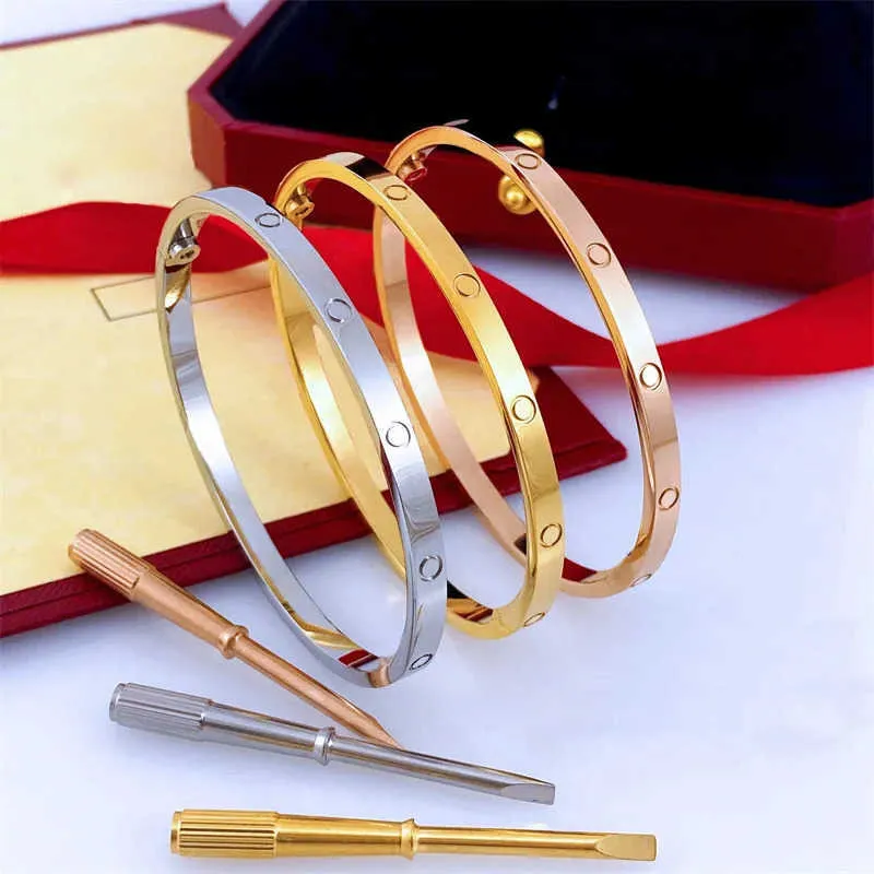 Un designer C-arter Bracciale da 4 mm per donna Uomo Bracciale in oro Braccialetti in oro 18 carati Argento rosa Moda Gioielli di lusso Taglia 16 17 18 19 cm
