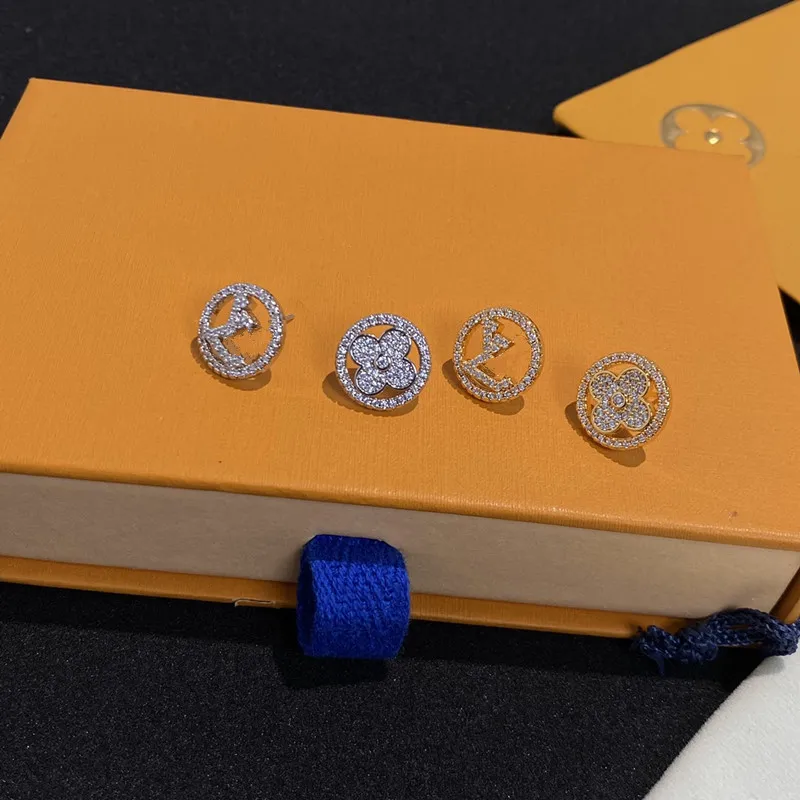 Mit BOX Mode Ohrstecker 18k Gold Ohrring Luxus Mädchen Brief Blumen Ohrringe Klassisches Senior Paar Geschenk Accessoires Designer Schmuck