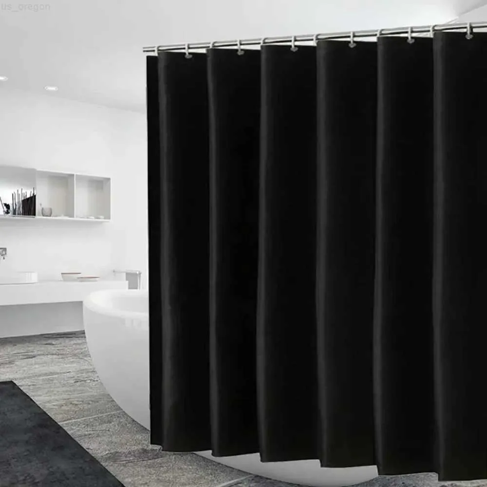 Shower Curtains Heavy Duty Solid Shower Curtain Fabric Waterproof Bathroom Curtain Long Stall Size 230CM Black White Grey Brown Blue Color