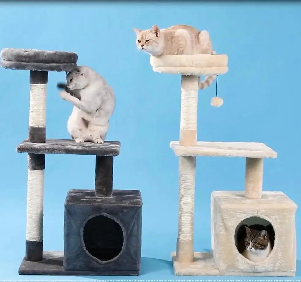 Blocks Cat Trees for Kittens Cat Furniture Towers with Scratching Posts Double Perches House Kitty Cat Activity Trees Climb