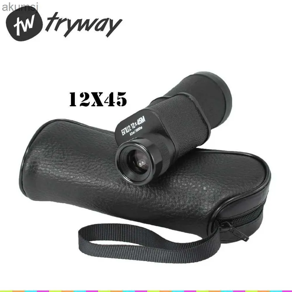 Telescópios de alta qualidade Baigish 12X45 telescópio MINI bolso monocular militar HD 8x ZOOM BK4 HD VIDRO ÓPTICO Binóculos do exército russo YQ240124