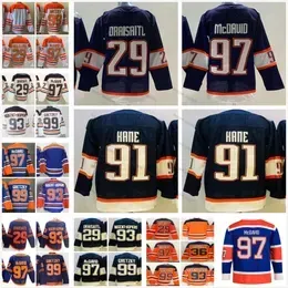 97 Connor McDavid 29 Leon Draisaitl 93 Ryan Nugent-Hopkins 99 Wayne Gretzky 91 Evander Kane 36 Jack Campbell 2023 New Reverse Retro Royal Stitched Ice Hockey Jerseys