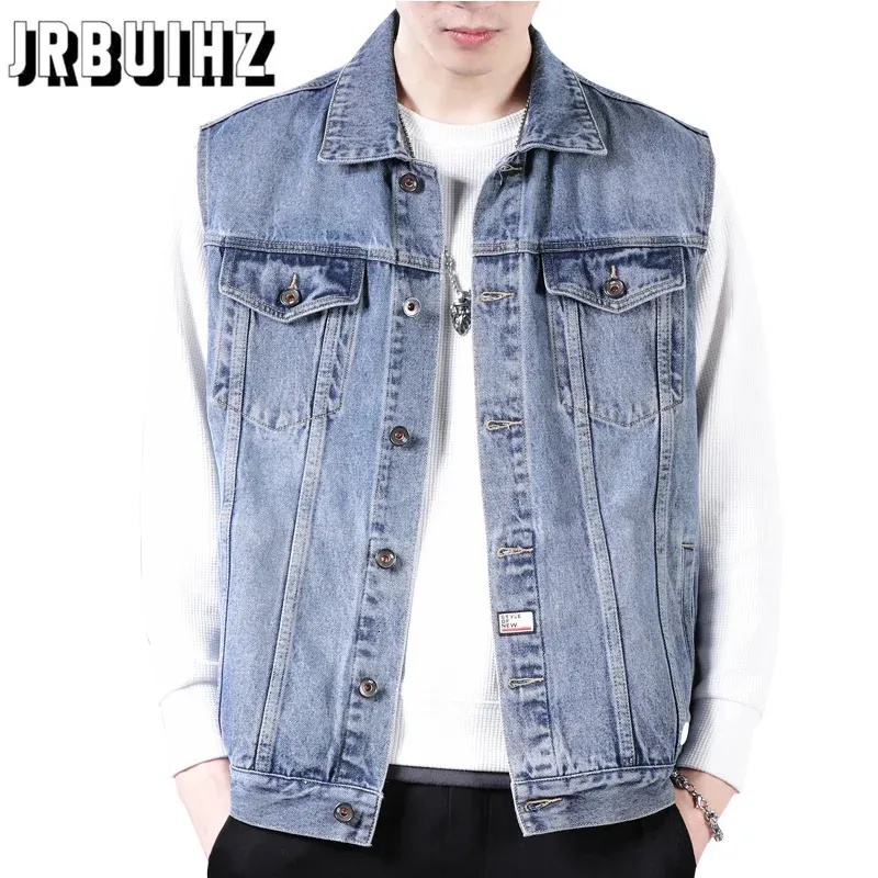 Man Vest Mens Men for Jackets ärmlösa jeans denimjacka Veste Homme Cottom Comfort 240119