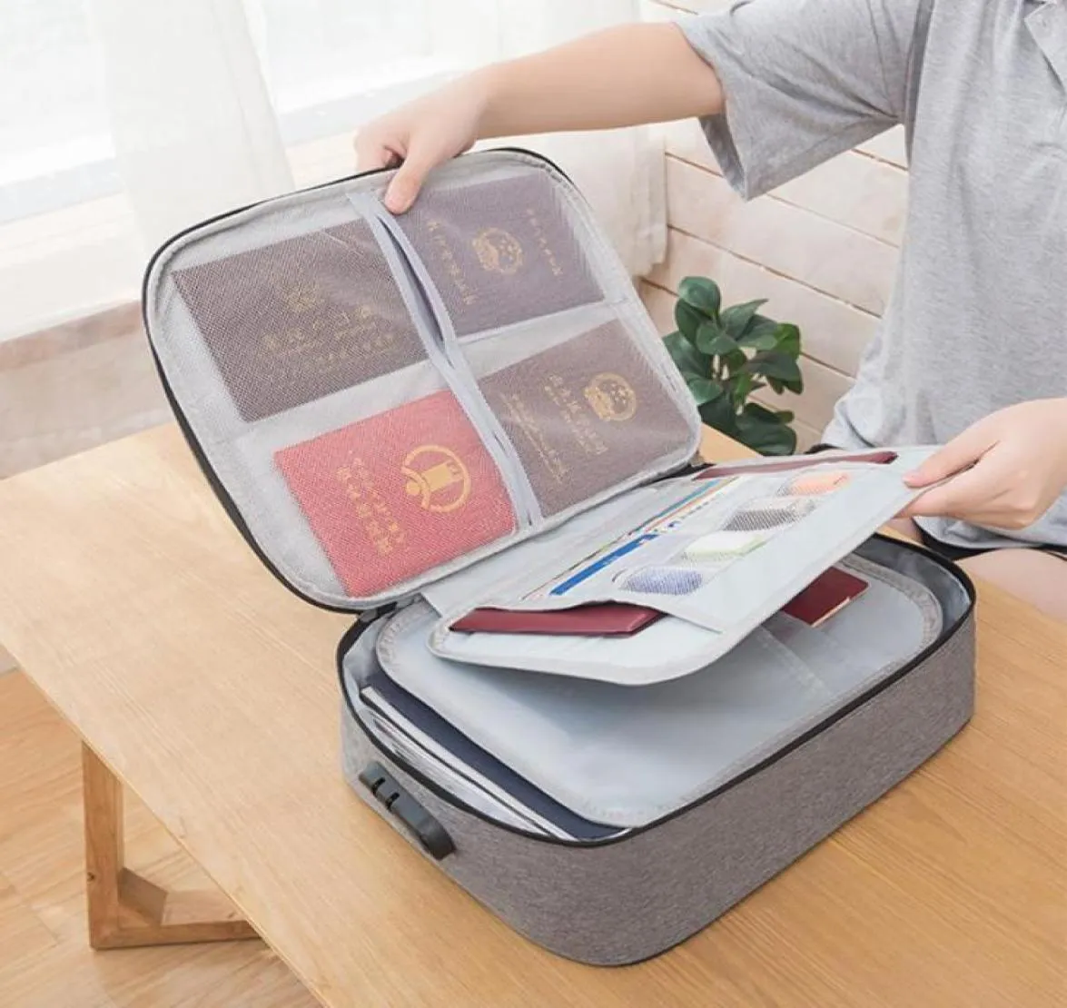 Torby do przechowywania duże pojemność bilety na dokumenty wielowarstwowe torba Plik Organizator Organizator Case Home Travel Passport Kreska 6742442