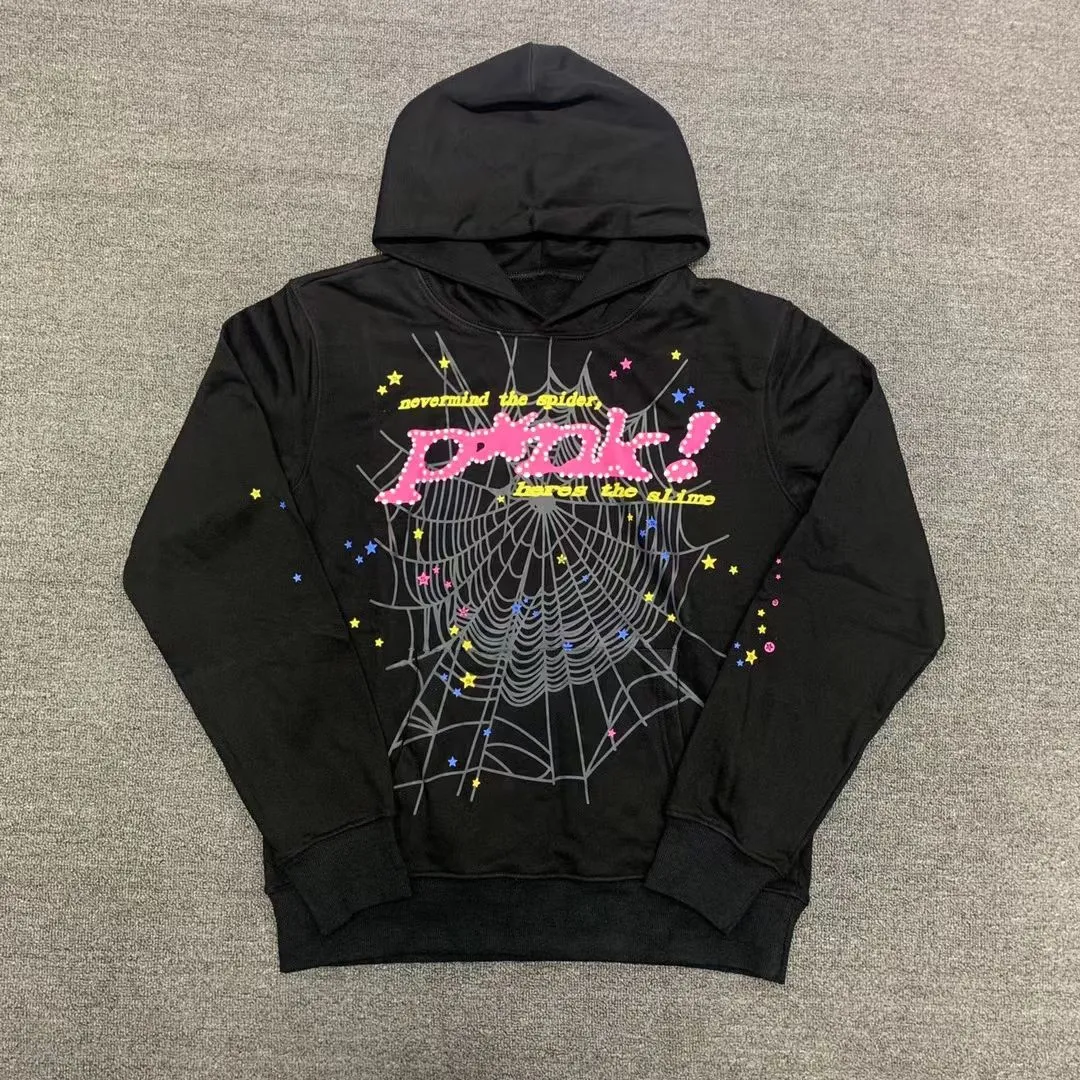 spider hoodie designer tracksuit men pink  hoodies Young Thug 555555 Angel Hoodies Men womens hoodie Embroidered spider web sweatshirt joggers size S/M/L/XL