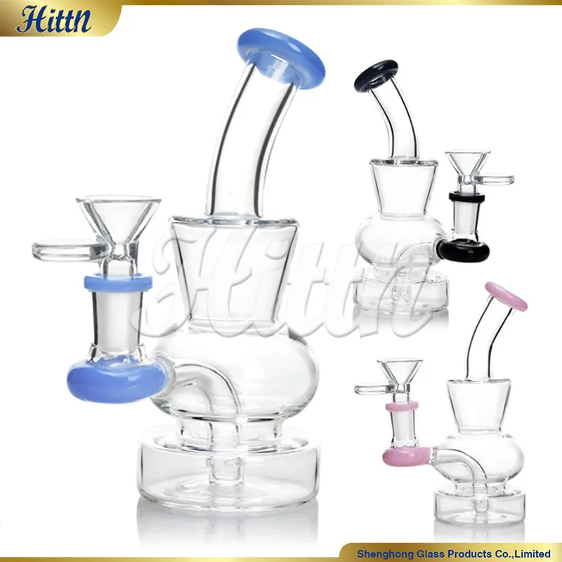 Mini Bubbler Bong Dab Rig 6'' Portable Oil Rig Thick Glass Water Bong with 14mm Bowl Accessory Milk Blue Black Milk Pink