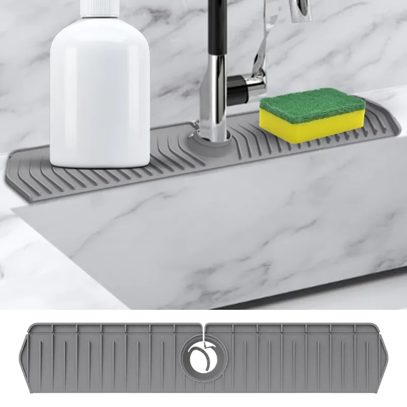 Tapis de Table en Silicone pour évier de cuisine, facile à installer derrière le protecteur de robinet, Drainage rapide pour comptoir de salle de bain