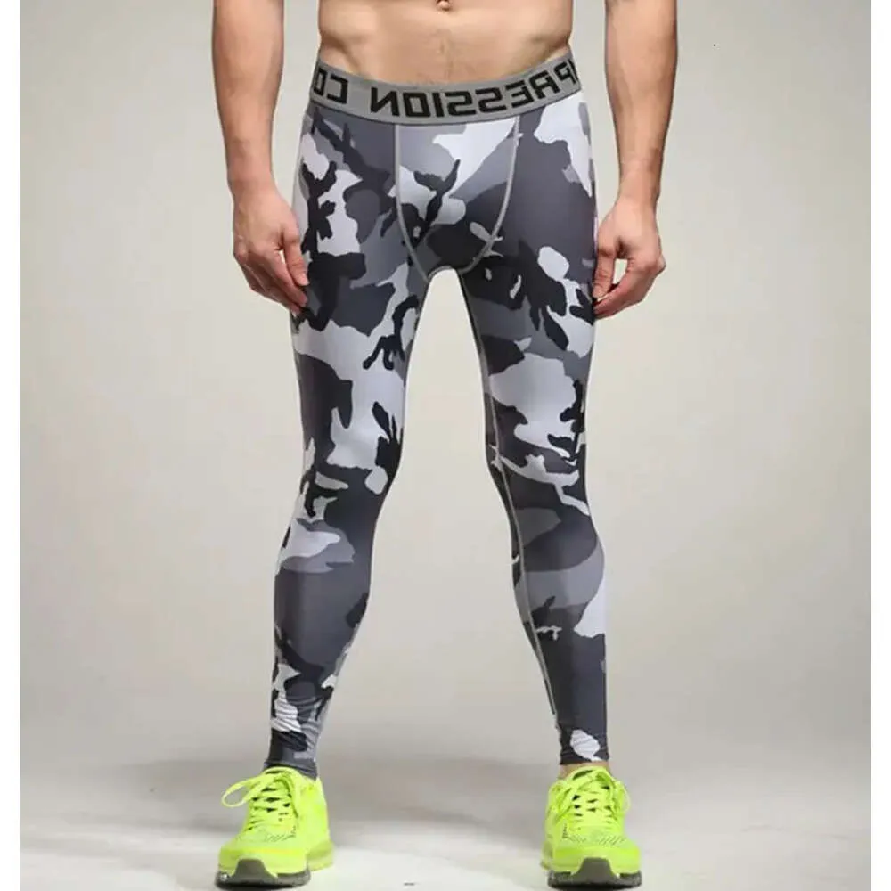 Pantalons de compression pour hommes élastiques et à séchage rapide Armée Camouflage Joggers Leggings Collants Fitness Mode Pantalons décontractés Vêtements 21 Couleur 644