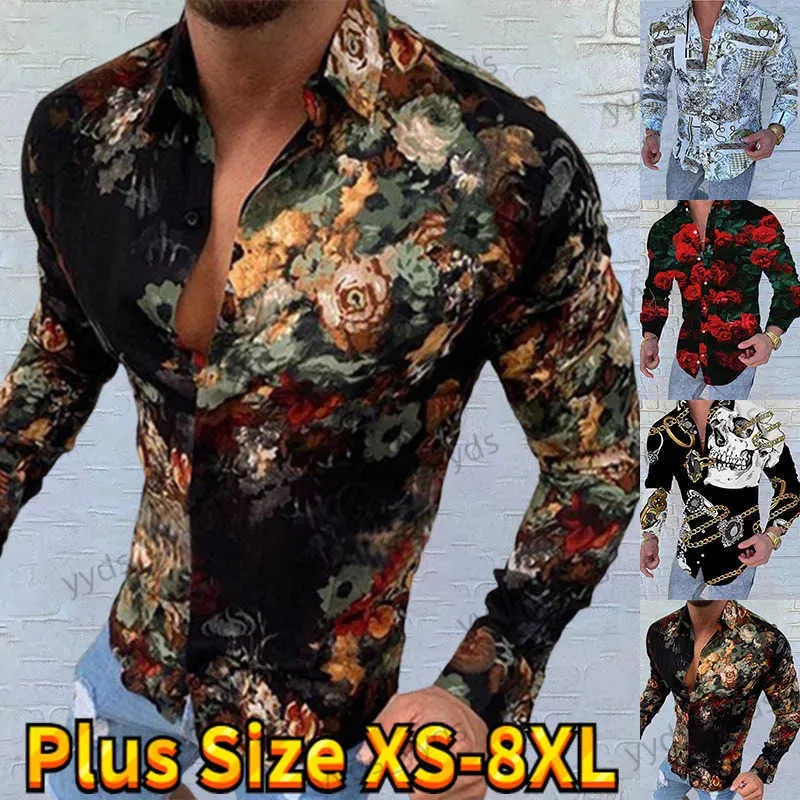 Men's Casual Shirts Men's New Fashion Collar Dazzling Color Printing Long-sleeved Shirt Men's Simple Casual Men's Professional Business Dress XS-8XL T240124