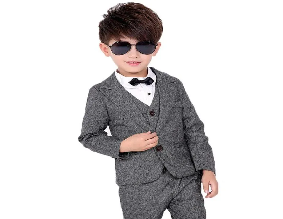 2019 Flower Boy Formelle Soirée Chorale Danse Blazer Costume Enfants Veste Gilet Pantalon 3Pcs Vêtements Ensemble Enfants Costume De Smoking De Mariage309866675