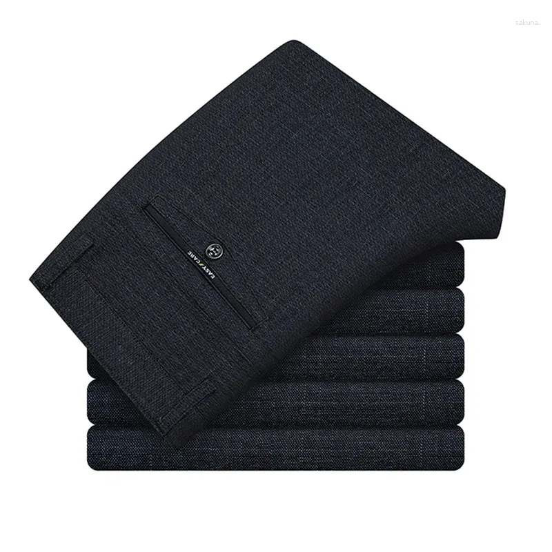 Pantalones para hombre 2024 Primavera Verano hombres finos rectos Casual estilo clásico moda de negocios pantalones elásticos ropa de marca masculina