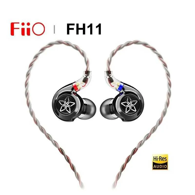 Headsets FiiO FH11 1DD+1BA hybride driver oortelefoon IEM Hi-Res audio 3,5 mm met afneembare kabel van 0,78 mm HiFi stereo bedrade oordopjes J240123