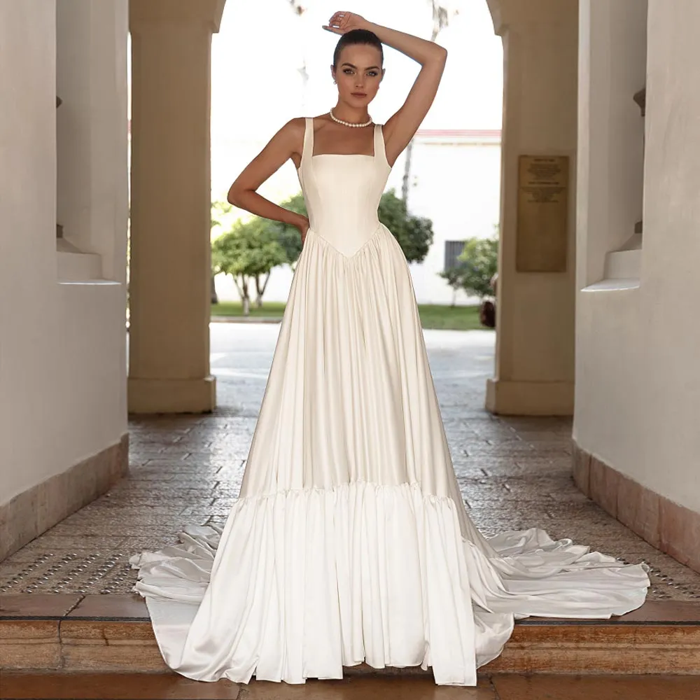 Square Neckline Wedding Dress: Elegant A Line Bridal... From Weddingteam,  $120.31