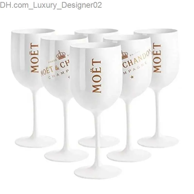 Vinglasglas 500 ml MOET Champagne Flutes Glasögon Plastglas Glasögon Diskmaskin-Safe White Acrylic Champagne Glass Transparent vinglas Q240124