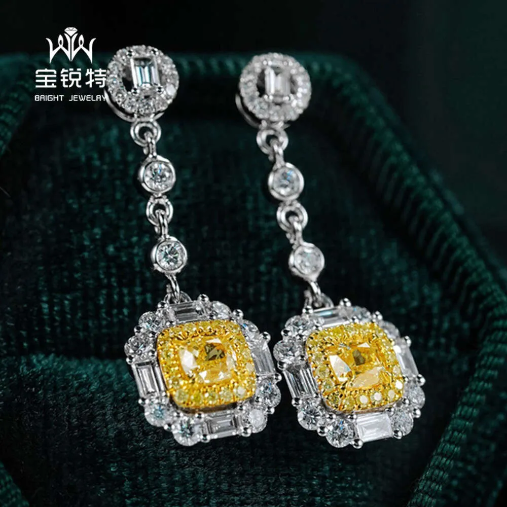 Orecchini a bottone in oro bianco 18 carati Orecchini con diamanti Vvs Orecchini pendenti lunghi con diamante
