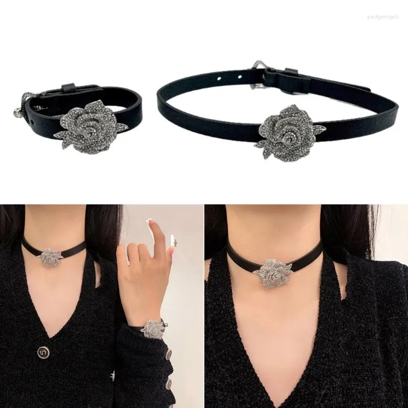 Ketting Oorbellen Set Romantische Camellia Kettingen Armband Sieraden Bloem Kraag Dropship